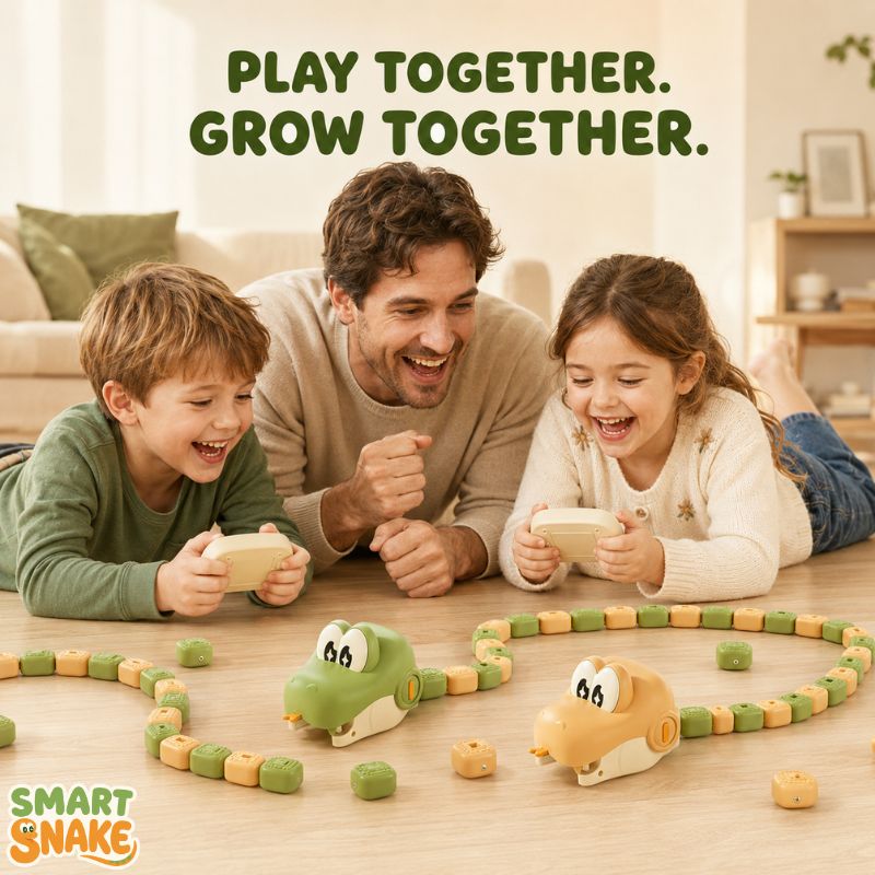 Family playing with the Smart Snake game